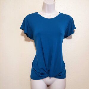 Blue Flutter Sleeve Blouse Size M